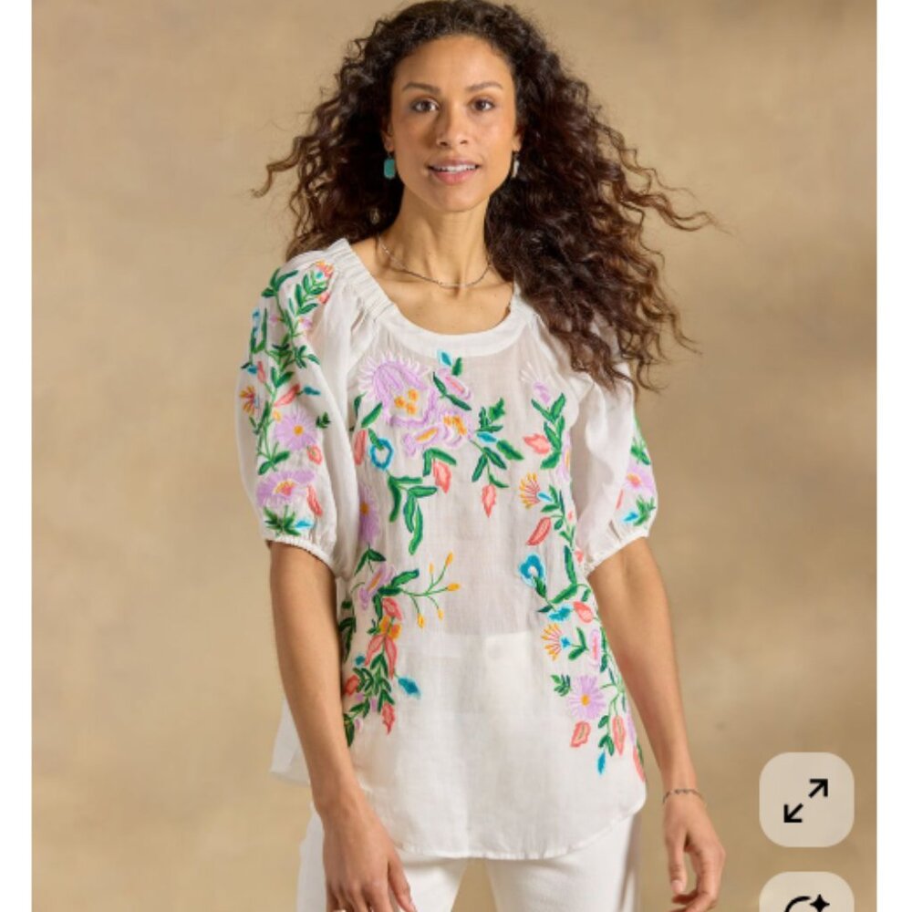 Sundance Vallejo Embroidered Top NWT in White Medium